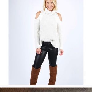 JOA cold shoulder sweater